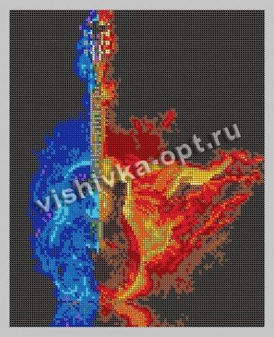 ВЛ-117П «Гитара-лед и пламя» 24*30см схема для вышивания бисером «Вышивочка» (1шт) цвет:ВЛ-117П