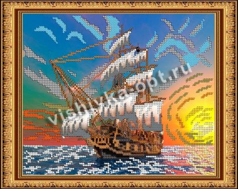 «Светлица» рисунок на ткани для вышивания бисером К-215 «На черном море» 24*19см (1шт) цвет:К-215