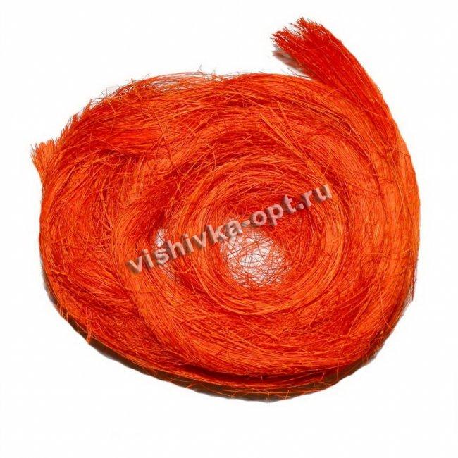 Сизаль - натуральное волокно (100гр) цвет:А014-оранжевый