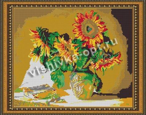 ВЛ-010 «Подсолнухи» 38*30см схема для вышивания бисером «Вышивочка» (1шт) цвет:ВЛ-010