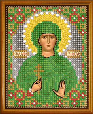 «Светлица» набор для вышивания бисером 8677ЛМ «Св. Злата» бисер Чехия 7,5*10см (1шт) цвет:8677ЛМ